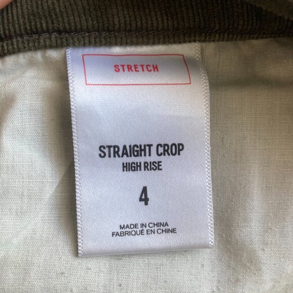 Express Army Green Corduroy High Waisted Cropped Pants - Picture 3 of 4